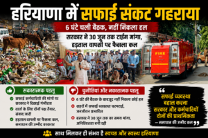 हरियाणा में सफाई संकट गहराया: 6 घंटे चली बैठक बेनतीजा, हड़ताल वापसी पर फैसला कल, सरकार ने 30 जून तक समय मांगा